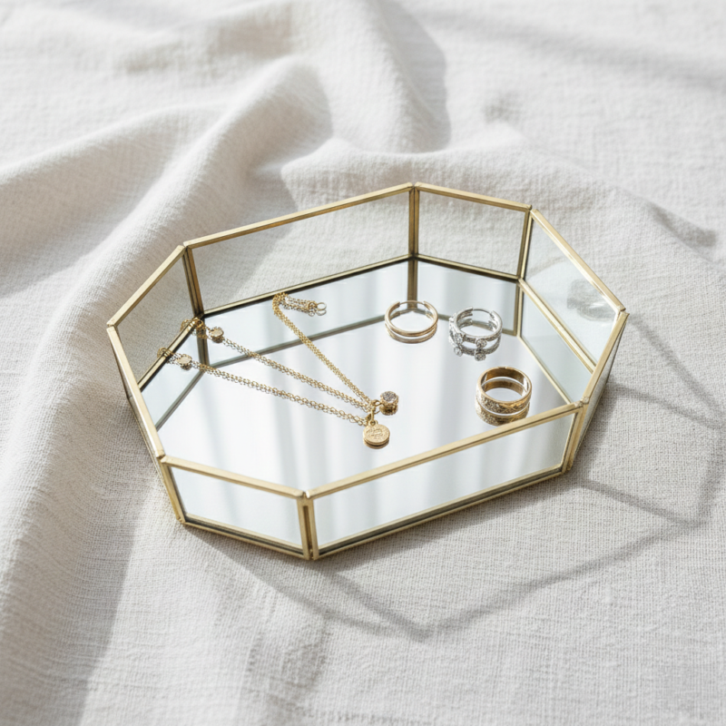 The Royal Octagon" Copper Mirror Tray