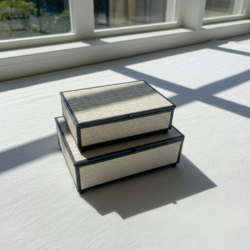 The Monochrome Weaver" Leather & Iron Box