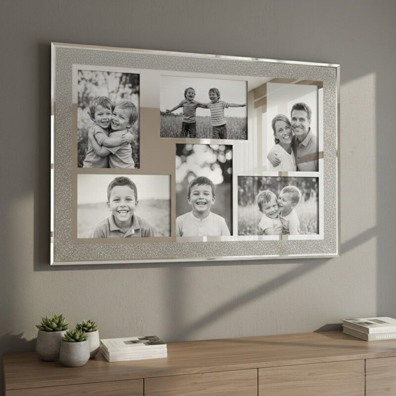 Glamour Sparkle Multi-Aperture Collage Frame Set - Luxury Glass with Velvet Backing