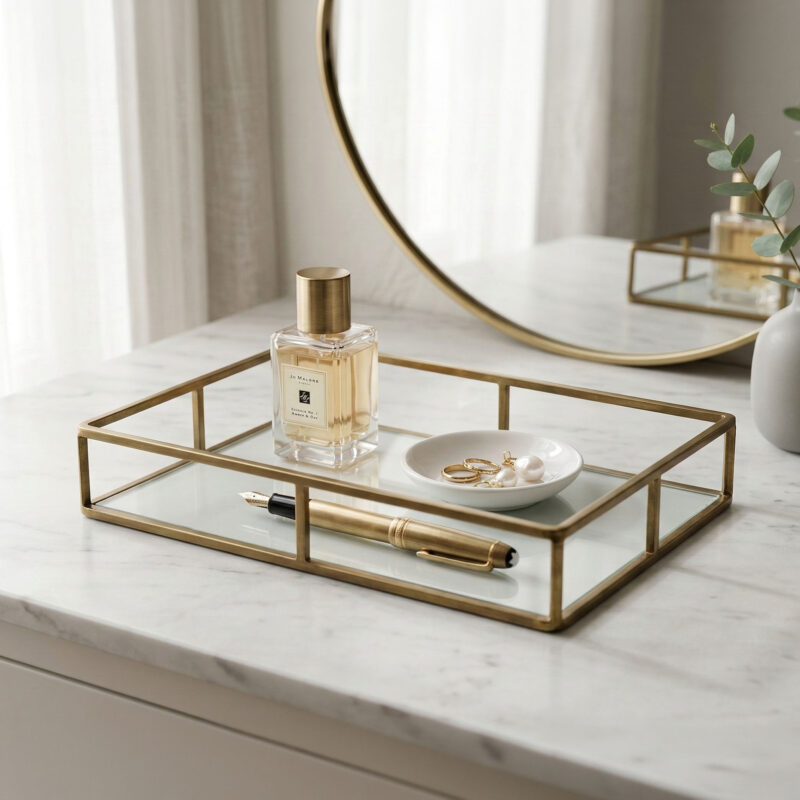 Minimalist Gold Metal Tray with Jo Malone Perfume Display