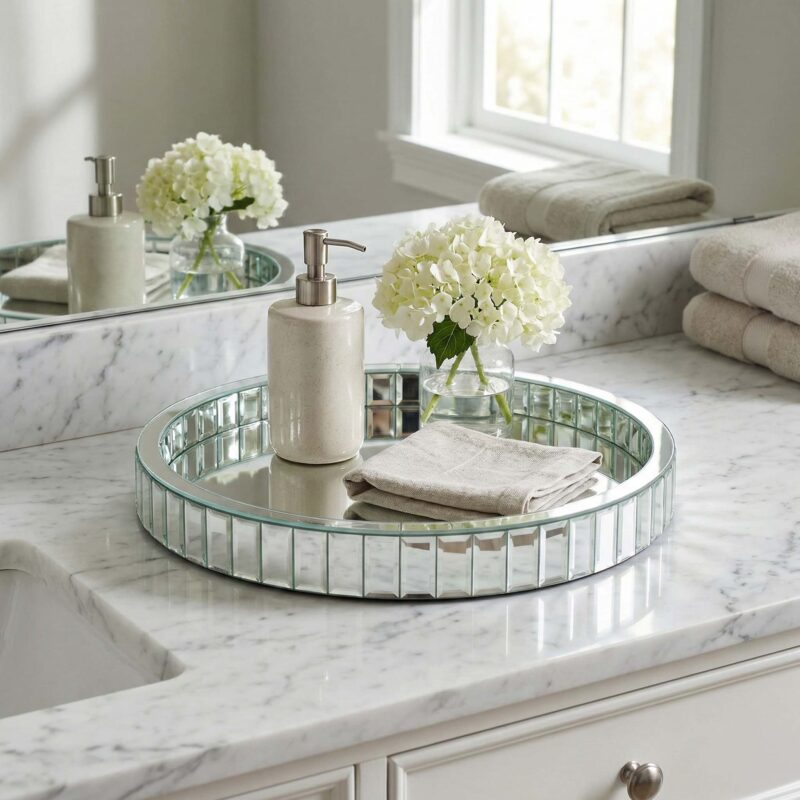Premium Large Round Mirrored Vanity Tray