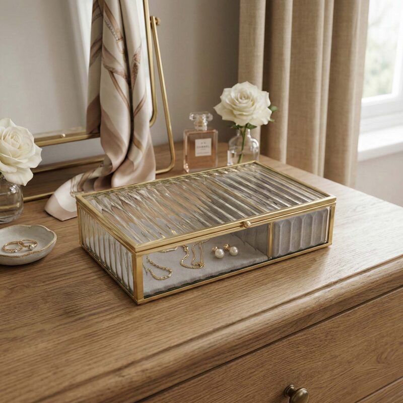 The Fluted Velvet" Iron-Gold Jewelry Box