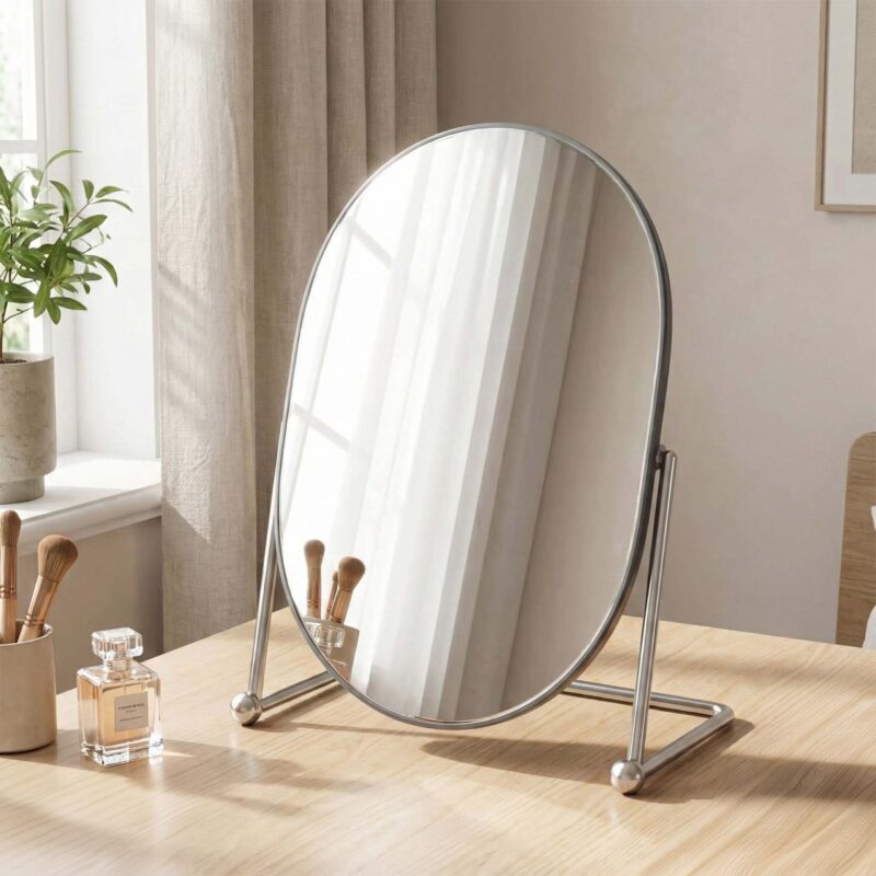 Oval Silver-Plated Vanity Mirror