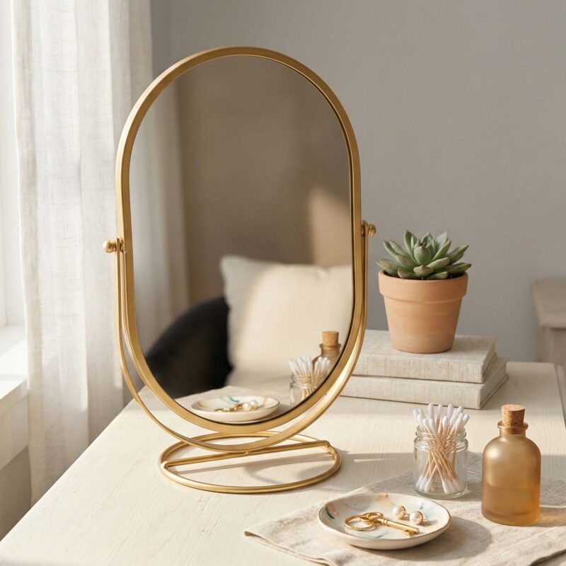 Oval Gold Iron Vanity Mirror