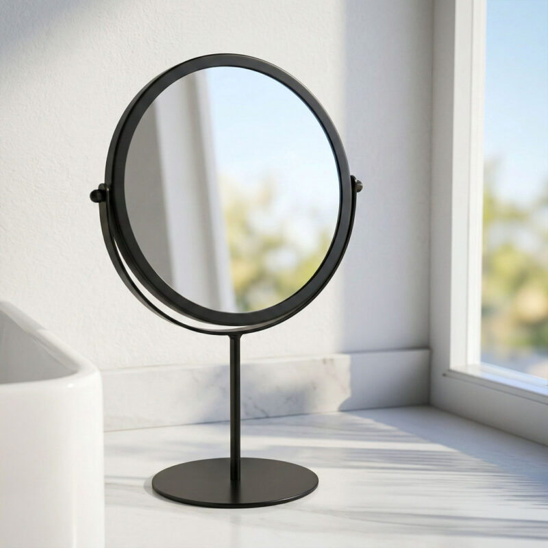Round Black Iron Vanity Mirror