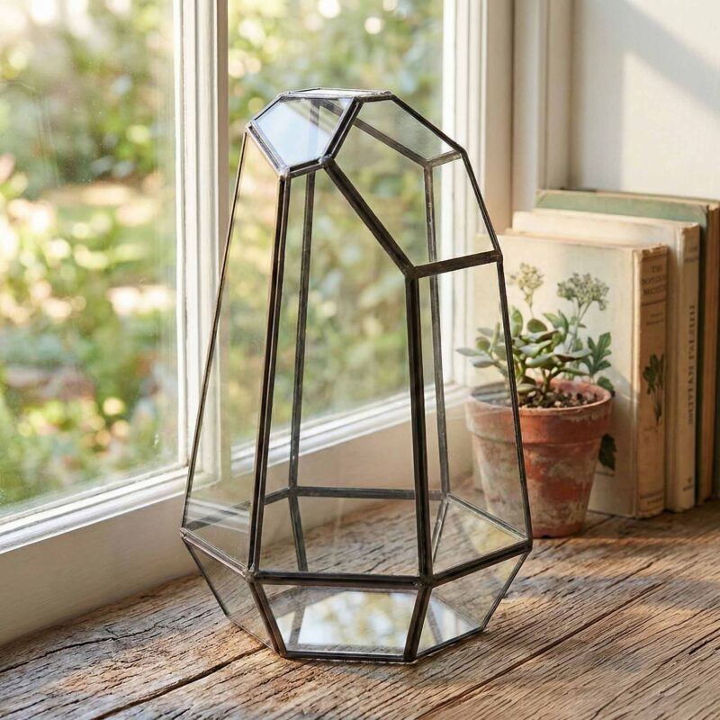 Irregular Geometric Copper Glass Terrarium