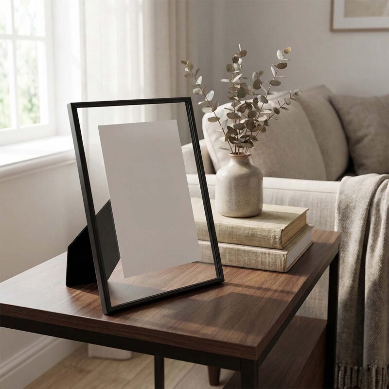 Classic Black Iron Glass Photo Frame with Suede Backing