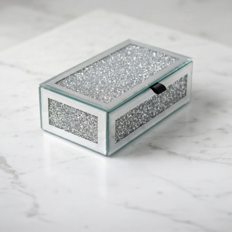 Crushed Diamond Mirrored Nesting Jewelry Boxes (Set of 2)