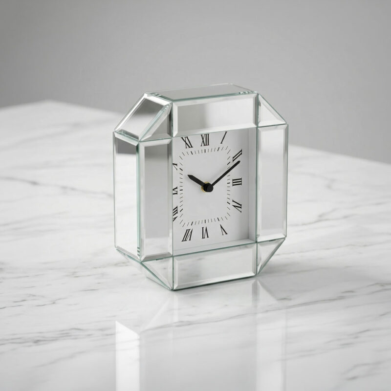 Octagonal Mirrored Desk Clock